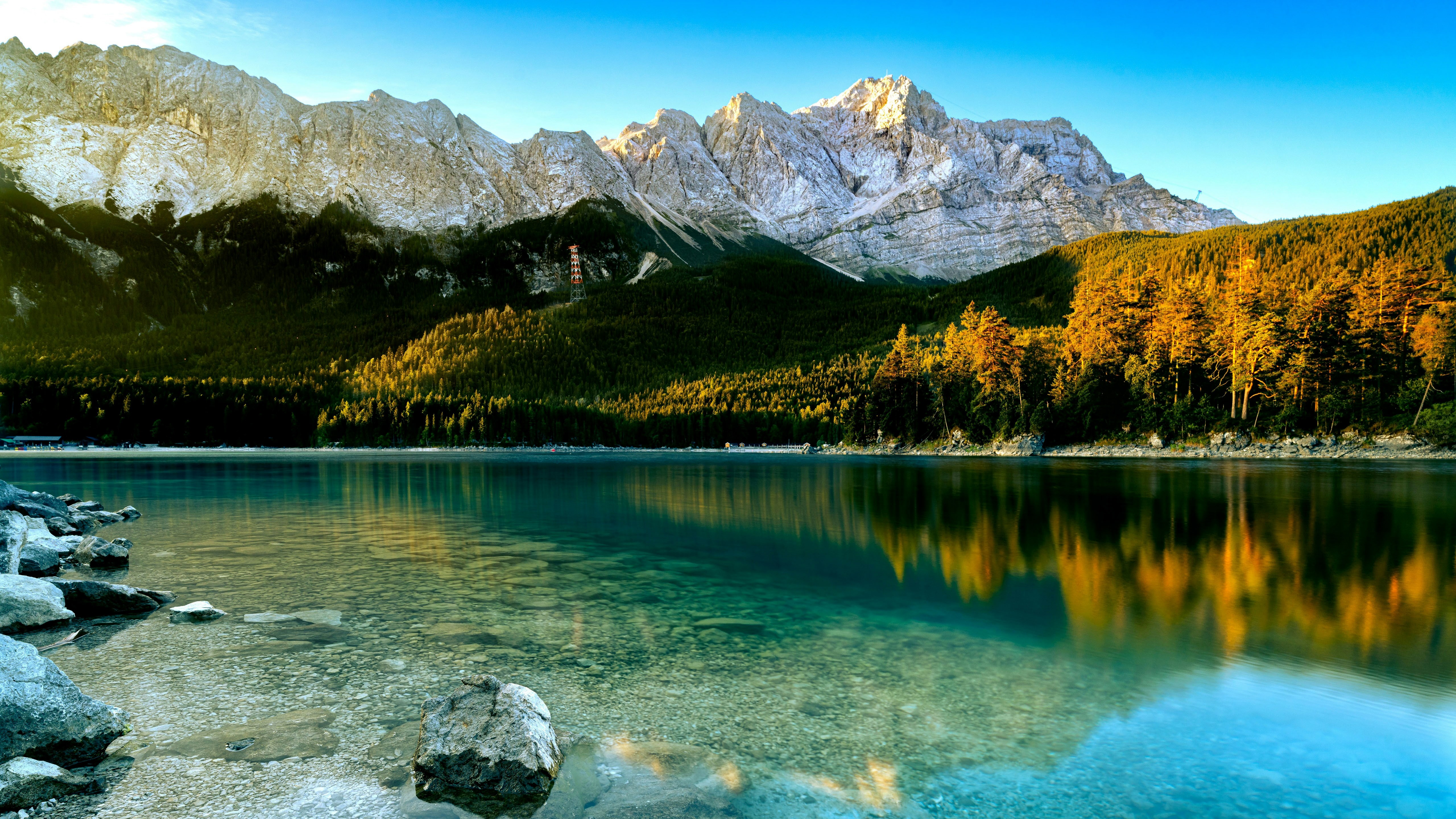 Eibsee Lake Forest Nature Scenery Mountains Wallpaper | PixieWall