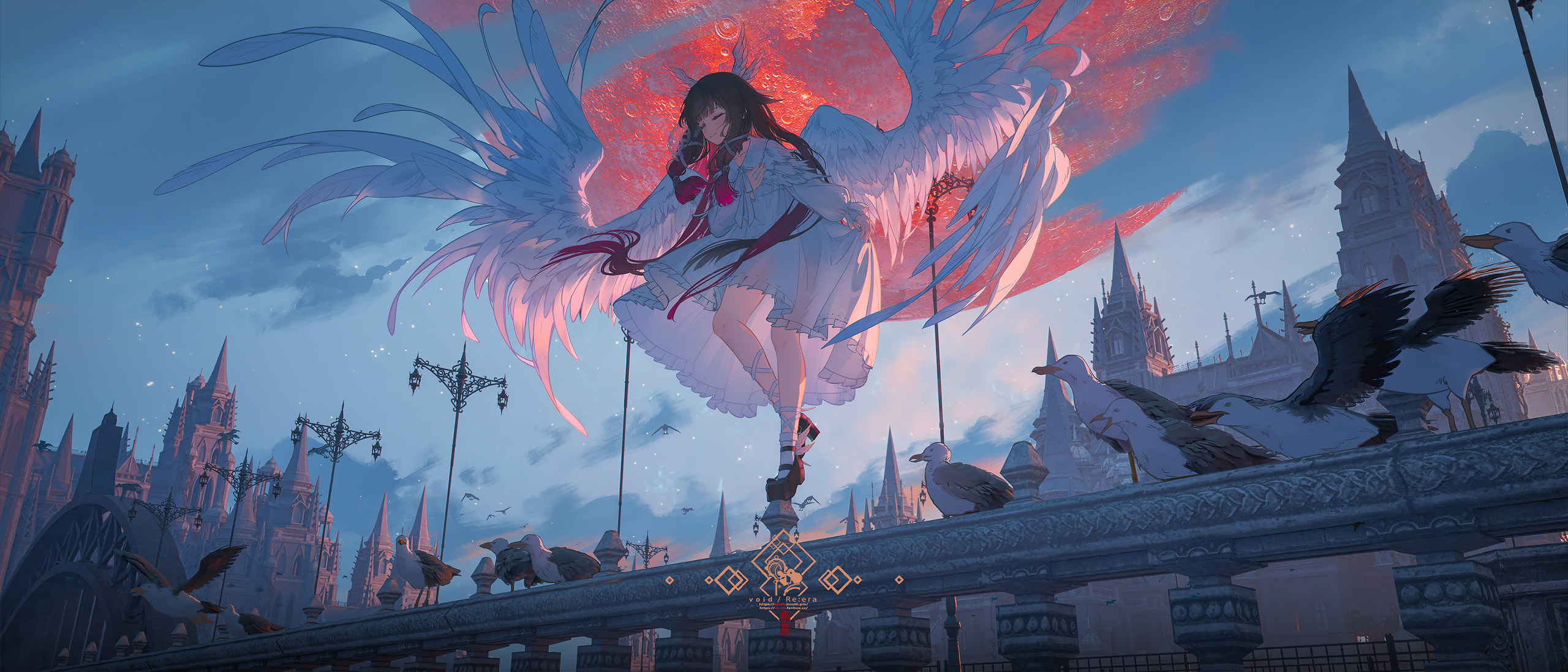 Columbina Genshin Impact Red Moon 4K & 5K Ultrawide Wallpaper