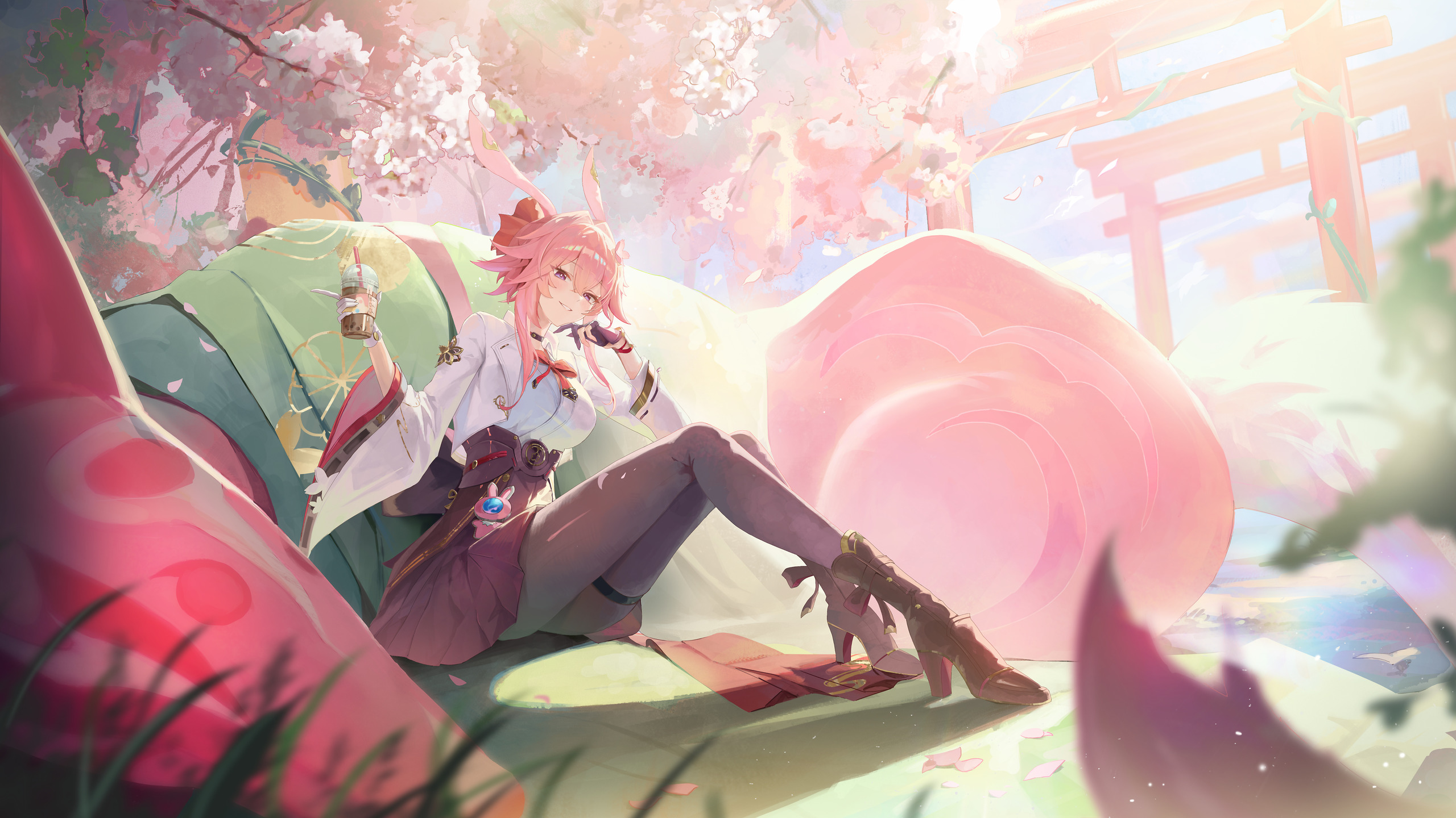 Evanescia Honkai Star Rail Cherry Blossoms 4K 5K Wallpaper